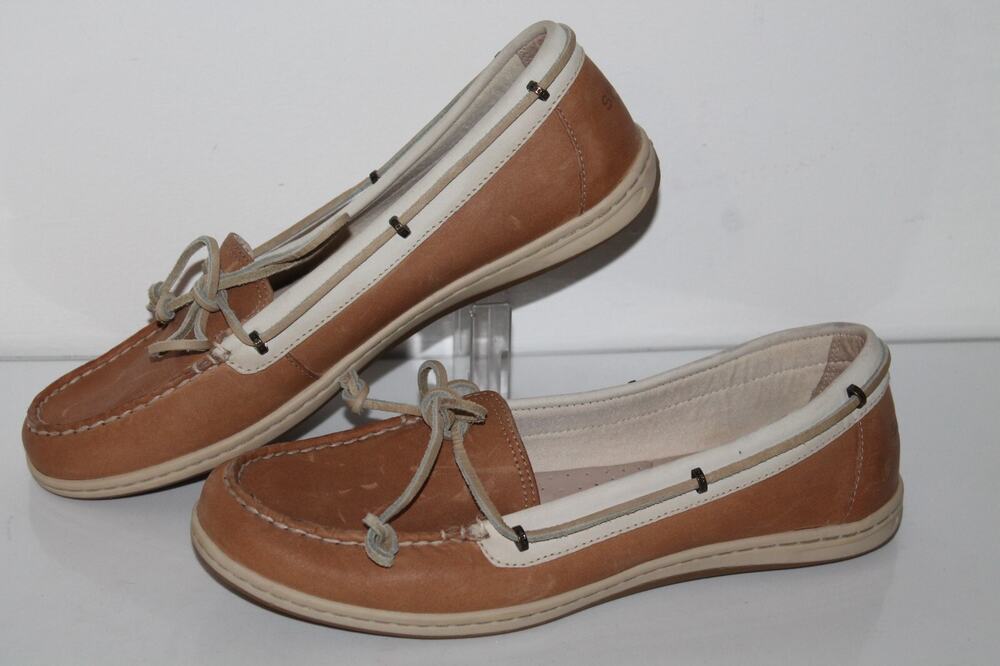 Sperry Top-Sider Angelfish Boat Shoes Womens 10, Tan, Leather, Coastal, Slip On